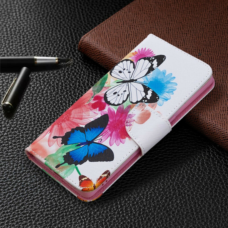 Housse Oppo Find X2 Neo Papillons et Fleurs Peints Housse Oppo Find X2 Neo Papillons et Fleurs Peints