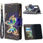 Housse Oppo Find X2 Neo Poche Zippée Papillon Royal Housse Oppo Find X2 Neo Poche Zippée Papillon Royal
