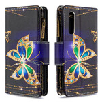 Housse Oppo Find X2 Neo Poche Zippée Papillon Royal Housse Oppo Find X2 Neo Poche Zippée Papillon Royal