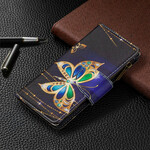 Housse Oppo Find X2 Neo Poche Zippée Papillon Royal Housse Oppo Find X2 Neo Poche Zippée Papillon Royal