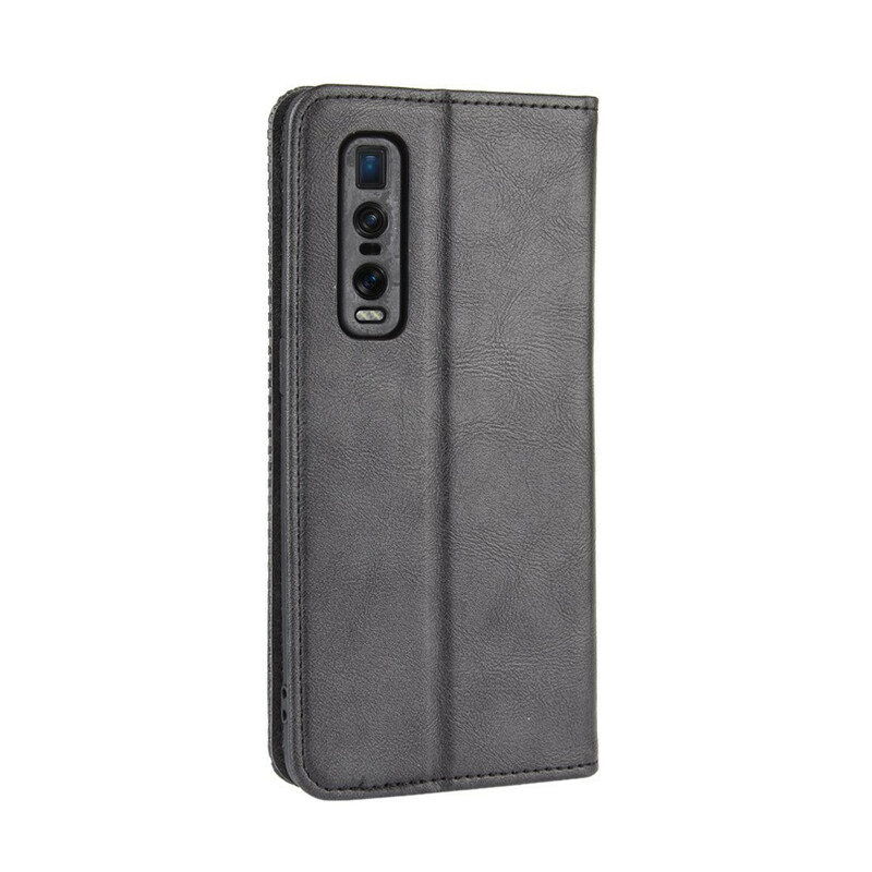 Flip Cover Oppo Find X2 Pro Effet Cuir Vintage Stylisé