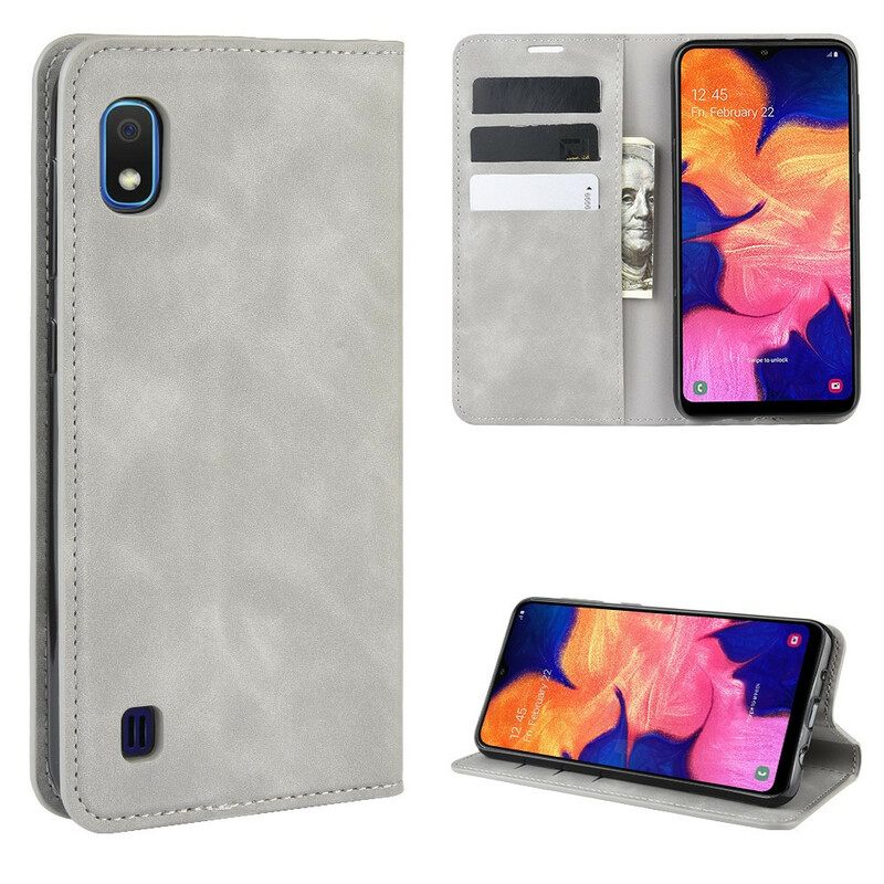 Flip Cover Samsung Galaxy A10 Effet Cuir Vintage Stylisé Flip Cover Samsung Galaxy A10 Effet Cuir Vintage Stylisé