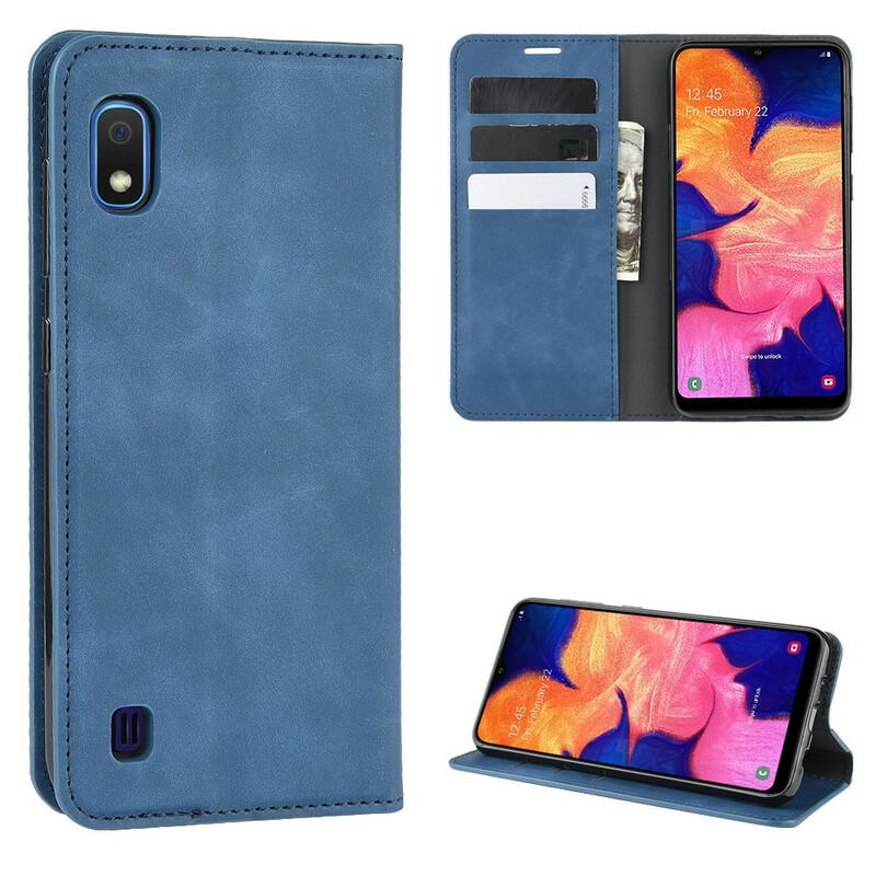 Flip Cover Samsung Galaxy A10 Effet Cuir Vintage Stylisé Flip Cover Samsung Galaxy A10 Effet Cuir Vintage Stylisé