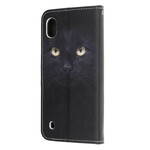 Housse Samsung Galaxy A10 Yeux de Chat Noir à Lanière Housse Samsung Galaxy A10 Yeux de Chat Noir à Lanière