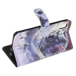 Housse Samsung Galaxy A10 Loup en Hiver avec Lanière Housse Samsung Galaxy A10 Loup en Hiver avec Lanière