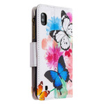 Housse Samsung Galaxy A10 Poche Zippée Papillons Housse Samsung Galaxy A10 Poche Zippée Papillons