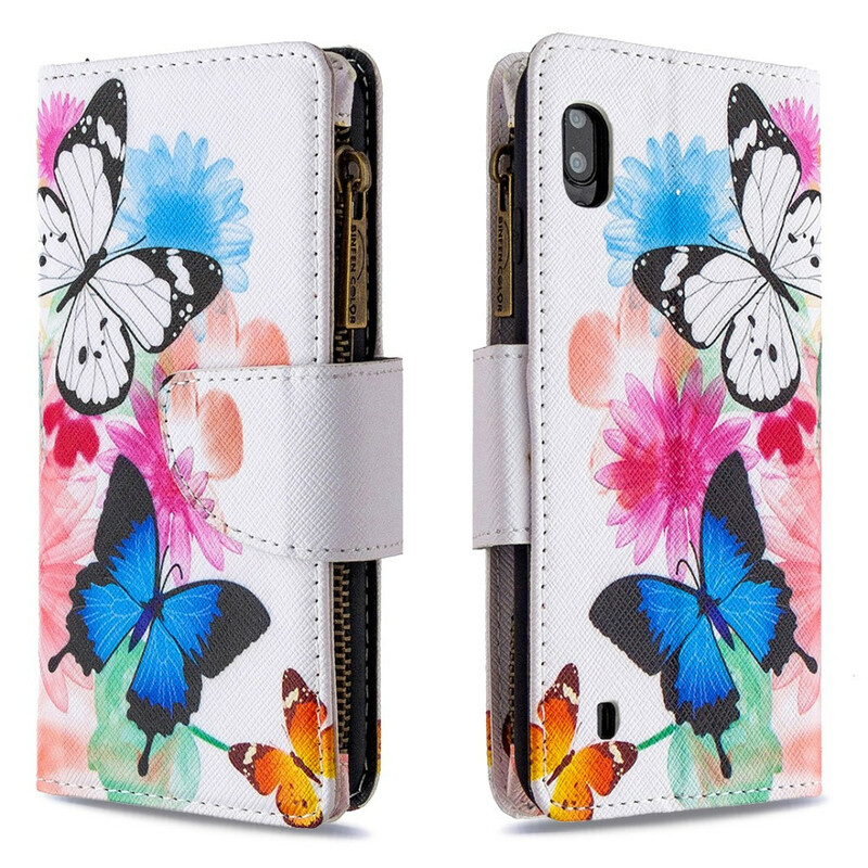 Housse Samsung Galaxy A10 Poche Zippée Papillons Housse Samsung Galaxy A10 Poche Zippée Papillons