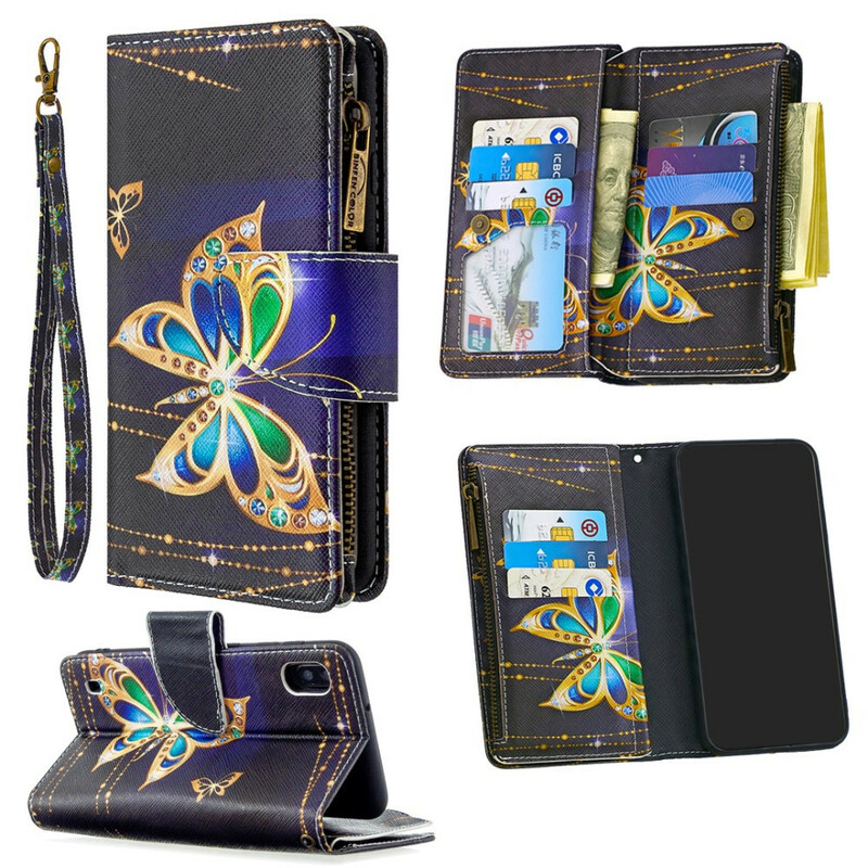 Housse Samsung Galaxy A10 Poche Zippée Papillon Royal Housse Samsung Galaxy A10 Poche Zippée Papillon Royal