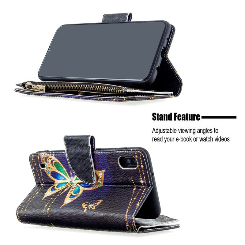 Housse Samsung Galaxy A10 Poche Zippée Papillon Royal Housse Samsung Galaxy A10 Poche Zippée Papillon Royal