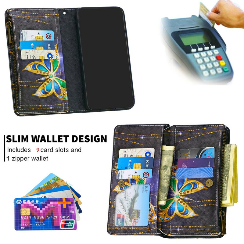 Housse Samsung Galaxy A10 Poche Zippée Papillon Royal Housse Samsung Galaxy A10 Poche Zippée Papillon Royal