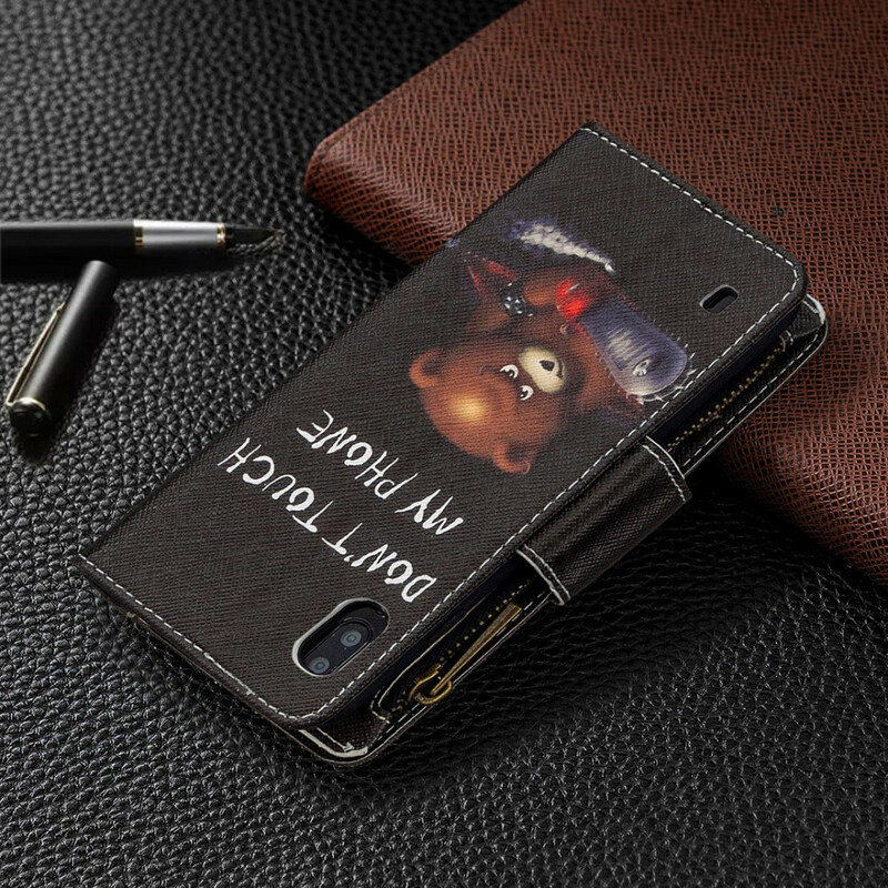 Housse Samsung Galaxy A10 Poche Zippée Ours