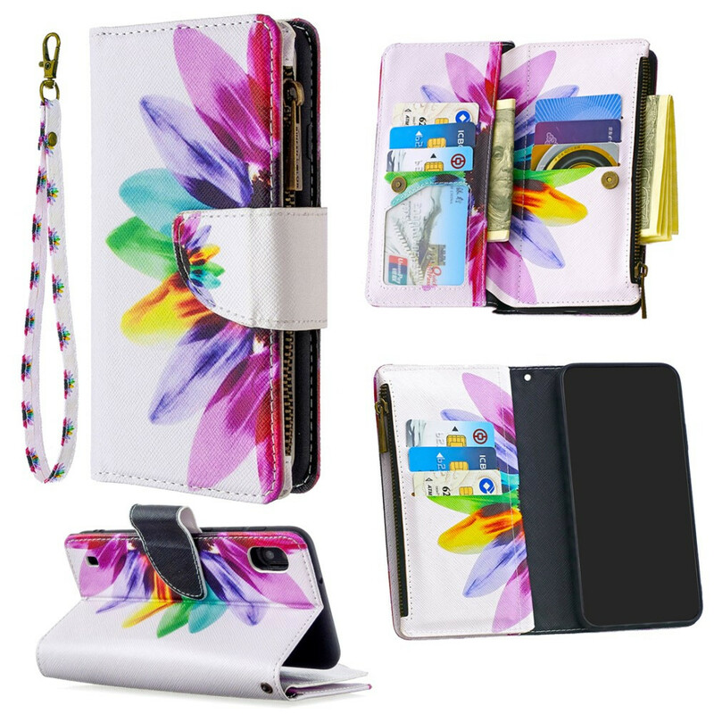 Housse Samsung Galaxy A10 Poche Zippée Fleur Housse Samsung Galaxy A10 Poche Zippée Fleur