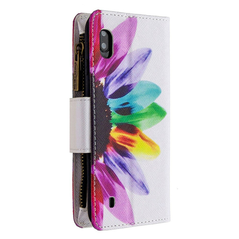 Housse Samsung Galaxy A10 Poche Zippée Fleur Housse Samsung Galaxy A10 Poche Zippée Fleur