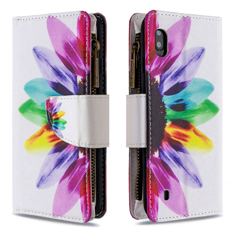 Housse Samsung Galaxy A10 Poche Zippée Fleur Housse Samsung Galaxy A10 Poche Zippée Fleur