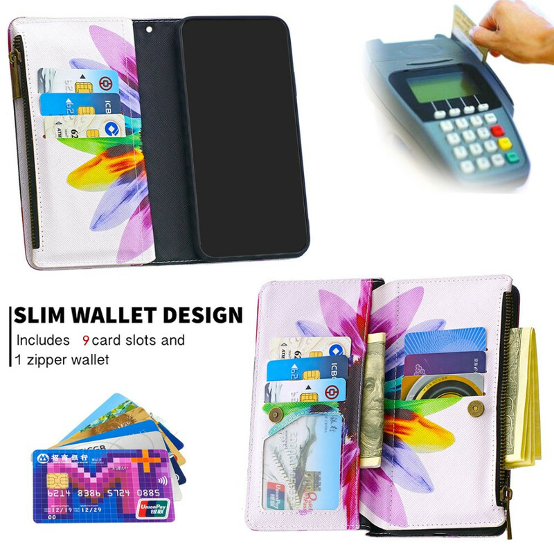 Housse Samsung Galaxy A10 Poche Zippée Fleur Housse Samsung Galaxy A10 Poche Zippée Fleur