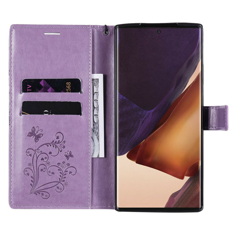 Housse Samsung Galaxy Note 20 Ultra Papillons Géants à Lanière Housse Samsung Galaxy Note 20 Ultra Papillons Géants à Lanière