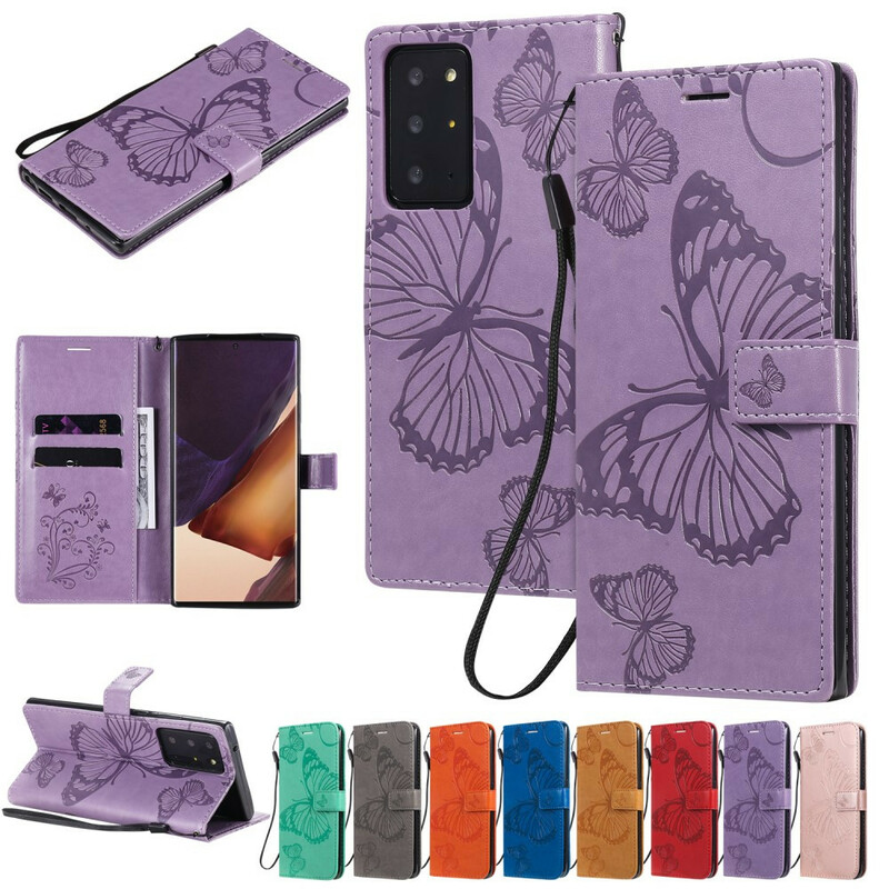 Housse Samsung Galaxy Note 20 Ultra Papillons Géants à Lanière Housse Samsung Galaxy Note 20 Ultra Papillons Géants à Lanière