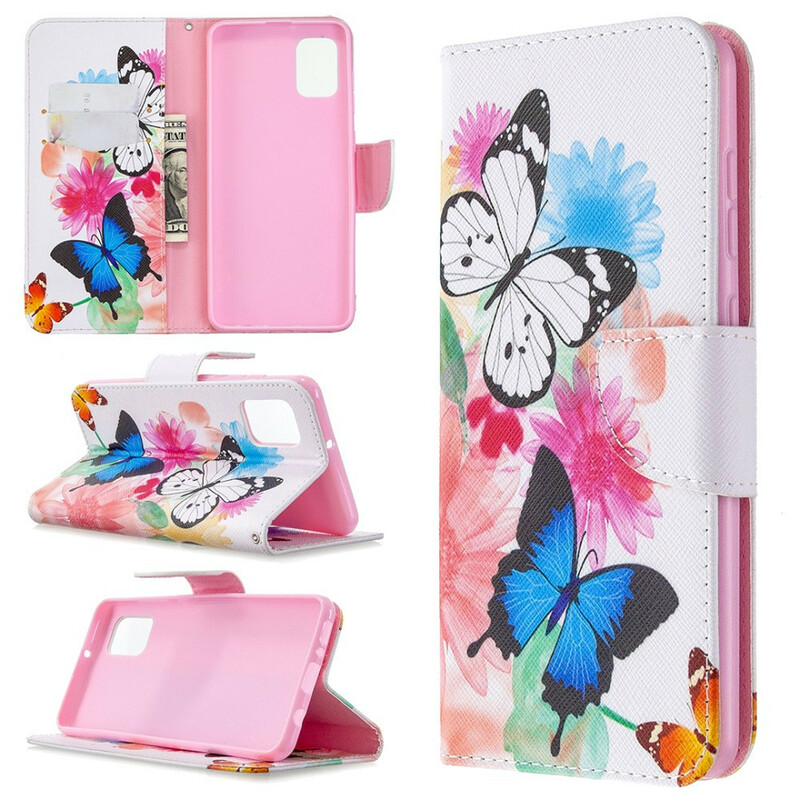 Housse Samsung Galaxy A31 Papillons et Fleurs Peints Housse Samsung Galaxy A31 Papillons et Fleurs Peints