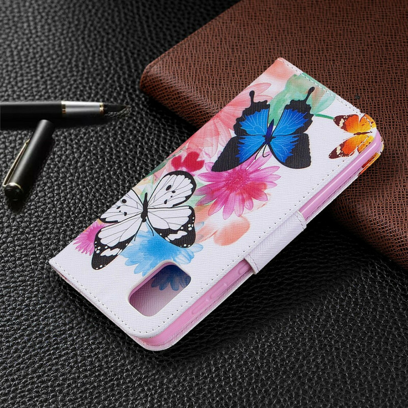Housse Samsung Galaxy A31 Papillons et Fleurs Peints Housse Samsung Galaxy A31 Papillons et Fleurs Peints