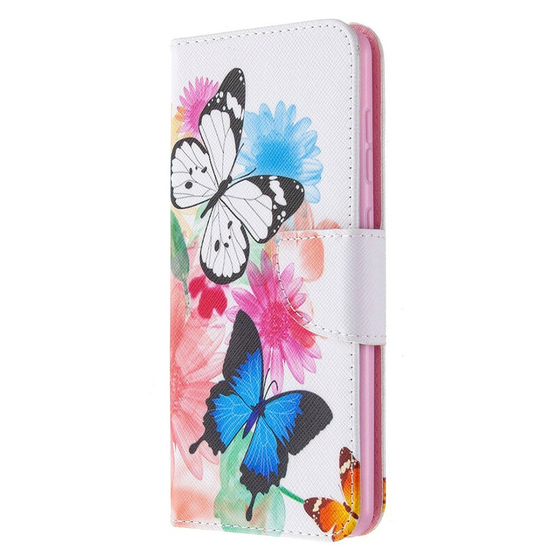 Housse Samsung Galaxy A31 Papillons et Fleurs Peints Housse Samsung Galaxy A31 Papillons et Fleurs Peints