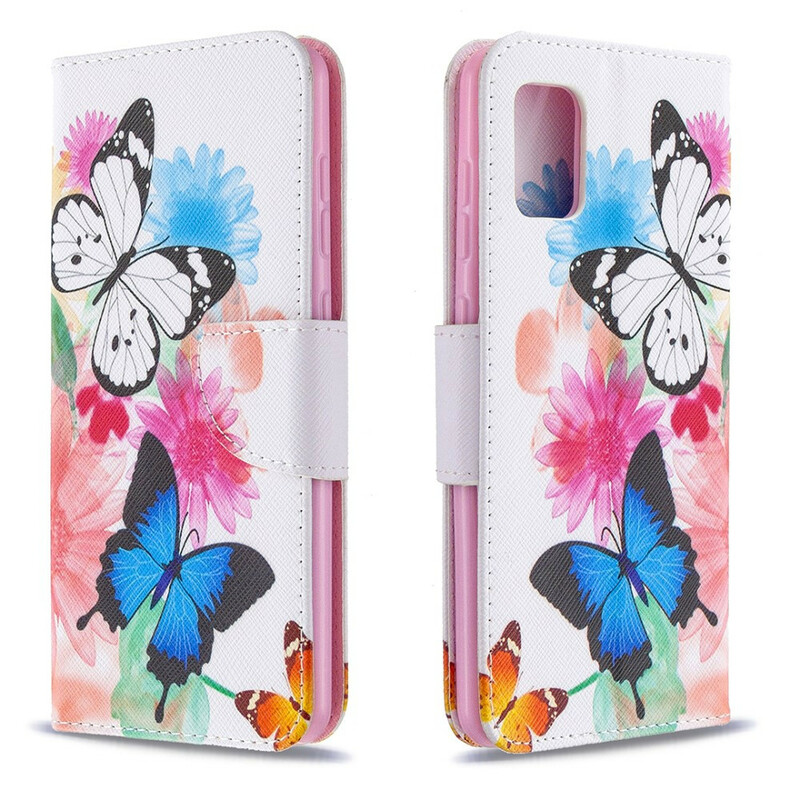 Housse Samsung Galaxy A31 Papillons et Fleurs Peints