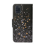 Housse Samsung Galaxy A31 Étoiles et Paillettes avec Lanière