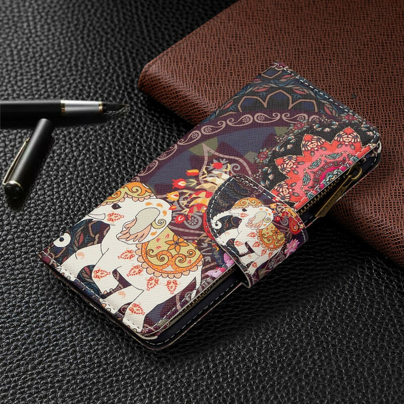 Housse Samsung Galaxy A51 Poche Zippée Éléphant Housse Samsung Galaxy A51 Poche Zippée Éléphant