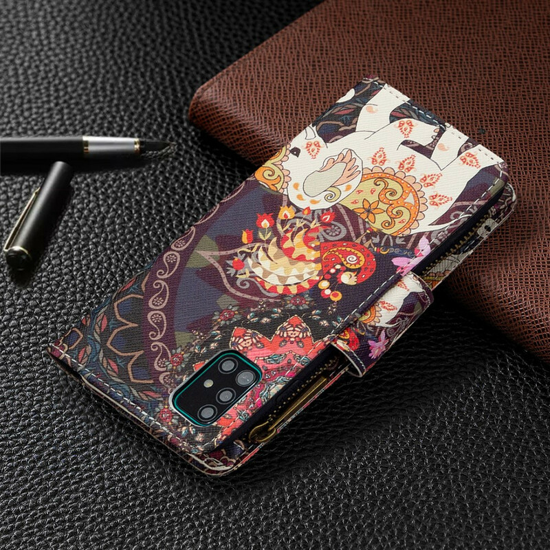 Housse Samsung Galaxy A51 Poche Zippée Éléphant Housse Samsung Galaxy A51 Poche Zippée Éléphant