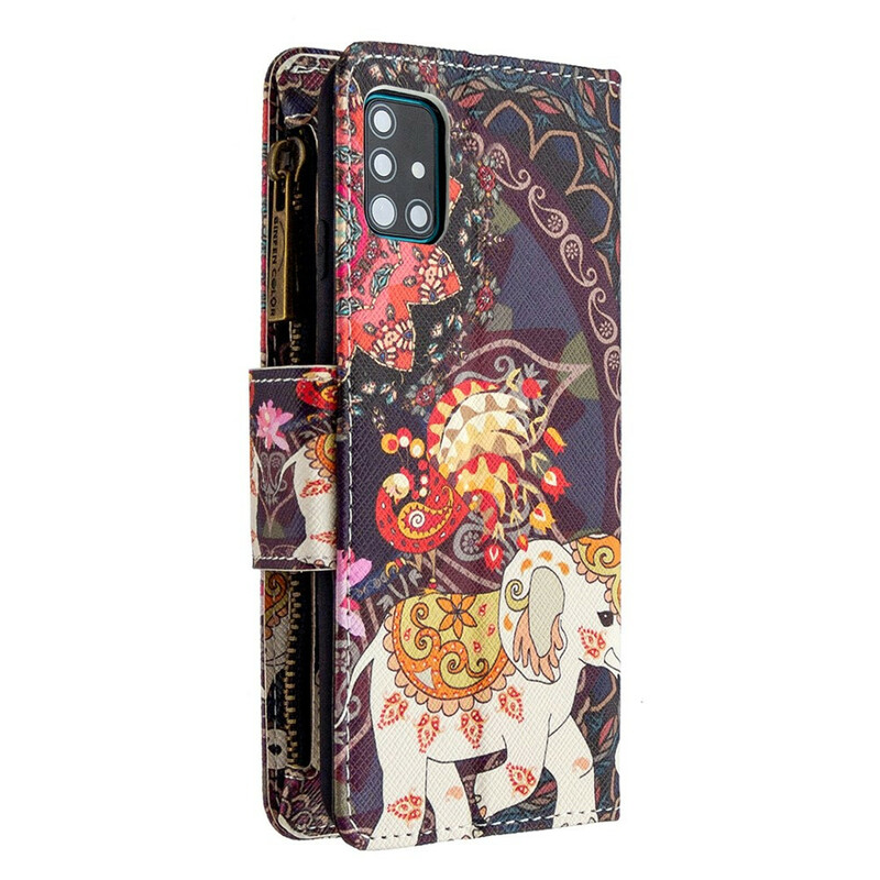 Housse Samsung Galaxy A51 Poche Zippée Éléphant Housse Samsung Galaxy A51 Poche Zippée Éléphant
