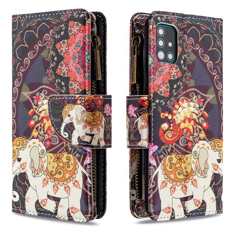 Housse Samsung Galaxy A51 Poche Zippée Éléphant Housse Samsung Galaxy A51 Poche Zippée Éléphant