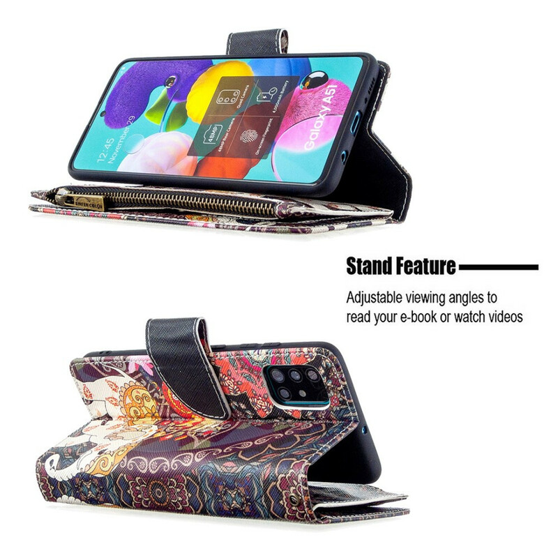 Housse Samsung Galaxy A51 Poche Zippée Éléphant Housse Samsung Galaxy A51 Poche Zippée Éléphant
