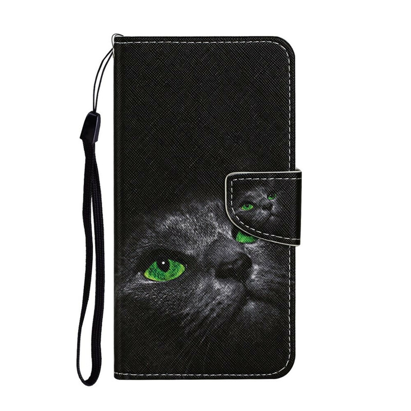Housse Samsung Galaxy A31 Chat aux Yeux Verts avec Lanière Housse Samsung Galaxy A31 Chat aux Yeux Verts avec Lanière