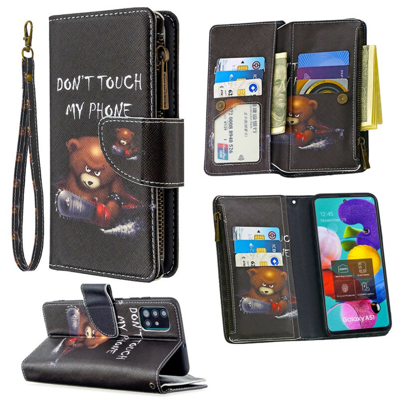 Housse Samsung Galaxy A51 Poche Zippée Ours Housse Samsung Galaxy A51 Poche Zippée Ours