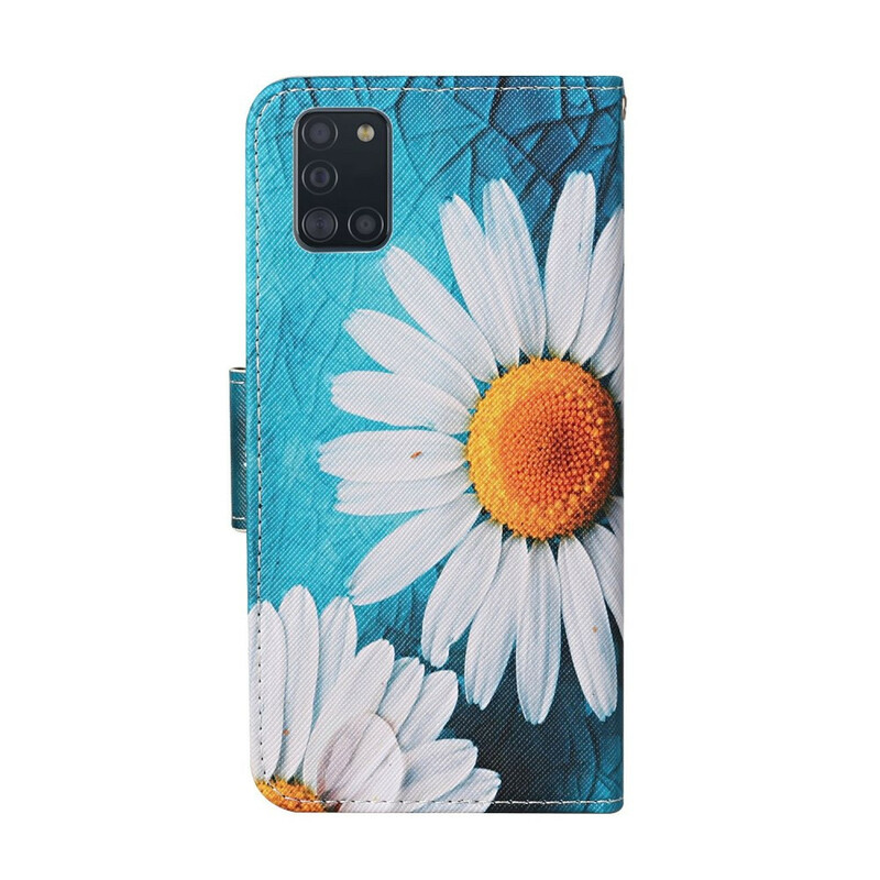 Housse Samsung Galaxy A31 Fleurs Magistrales avec Lanière Housse Samsung Galaxy A31 Fleurs Magistrales avec Lanière
