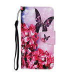 Housse Samsung Galaxy A31 Papillons Floraux Lanière Housse Samsung Galaxy A31 Papillons Floraux Lanière