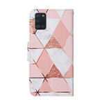 Housse Samsung Galaxy A31 Marbre et Paillettes avec Lanière Housse Samsung Galaxy A31 Marbre et Paillettes avec Lanière