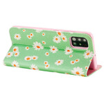 Flip Cover Samsung Galaxy A51 Simili Cuir Marguerites Flip Cover Samsung Galaxy A51 Simili Cuir Marguerites