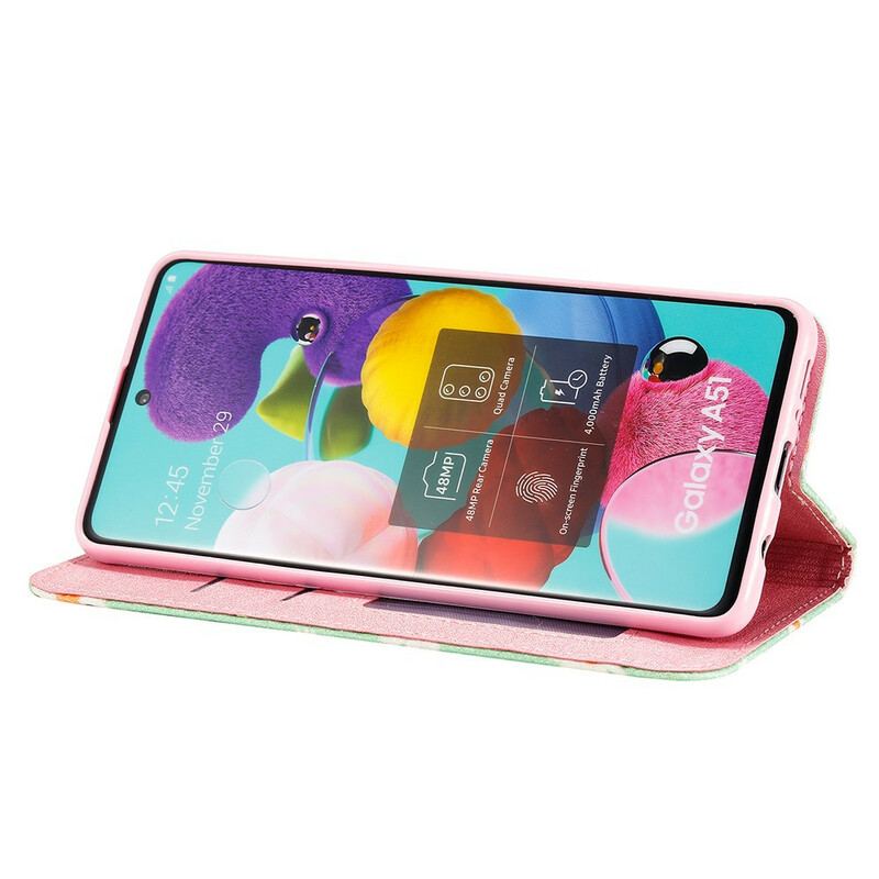 Flip Cover Samsung Galaxy A51 Simili Cuir Marguerites Flip Cover Samsung Galaxy A51 Simili Cuir Marguerites