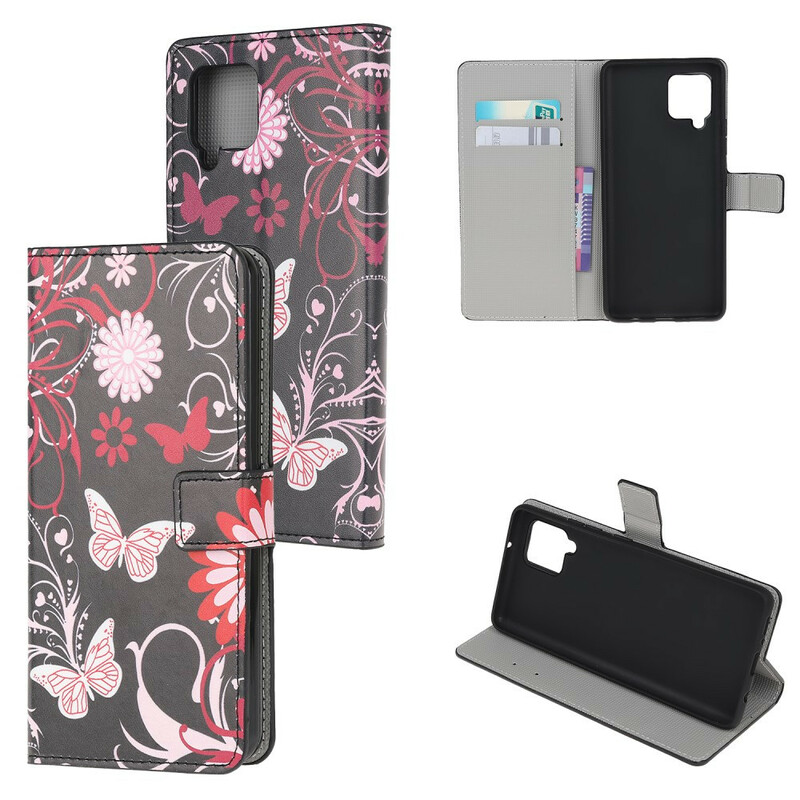 Housse Samsung Galaxy A12 Papillons et Fleurs Housse Samsung Galaxy A12 Papillons et Fleurs