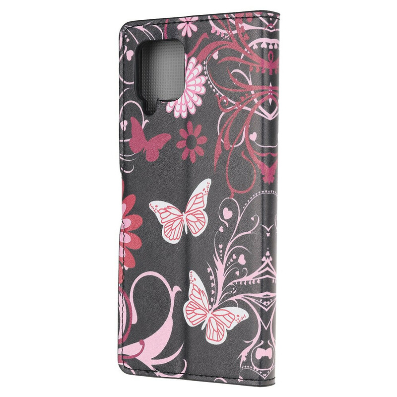 Housse Samsung Galaxy A12 Papillons et Fleurs