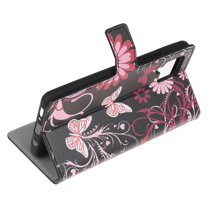 Housse Samsung Galaxy A12 Papillons et Fleurs Housse Samsung Galaxy A12 Papillons et Fleurs