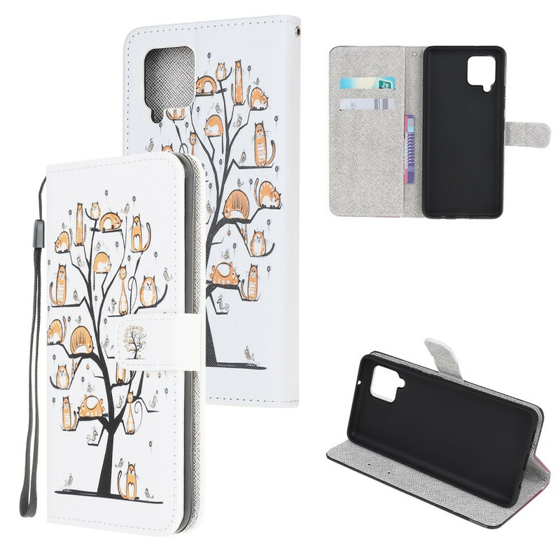Housse Samsung Galaxy A12 Funky Cats à Lanière Housse Samsung Galaxy A12 Funky Cats à Lanière