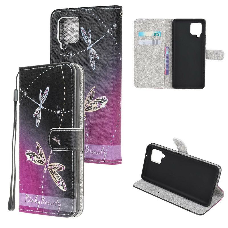 Housse Samsung Galaxy A12 Libellules à Lanière Housse Samsung Galaxy A12 Libellules à Lanière