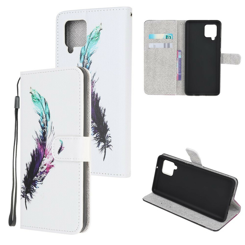 Housse Samsung Galaxy A12 Plume à Lanière Housse Samsung Galaxy A12 Plume à Lanière