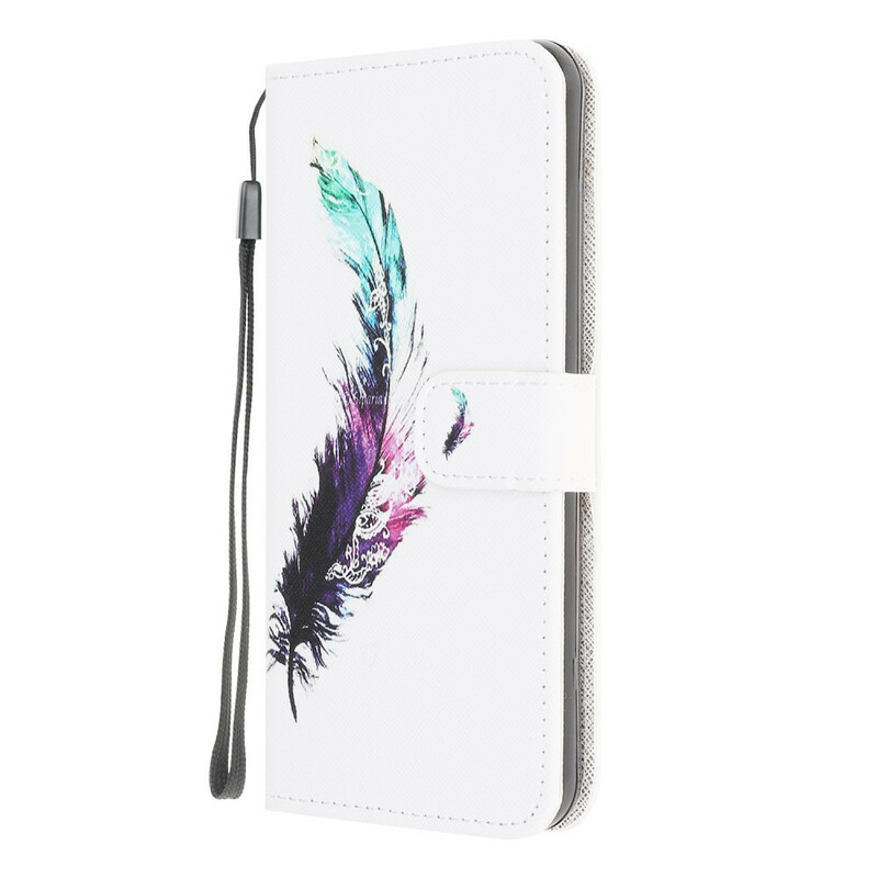 Housse Samsung Galaxy A12 Plume à Lanière Housse Samsung Galaxy A12 Plume à Lanière