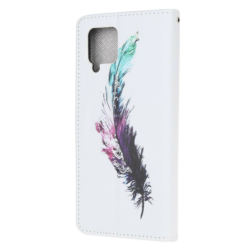 Housse Samsung Galaxy A12 Plume à Lanière Housse Samsung Galaxy A12 Plume à Lanière