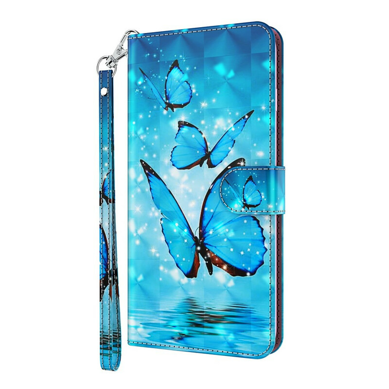 Housse Samsung Galaxy A12 Papillons Bleus Volants
