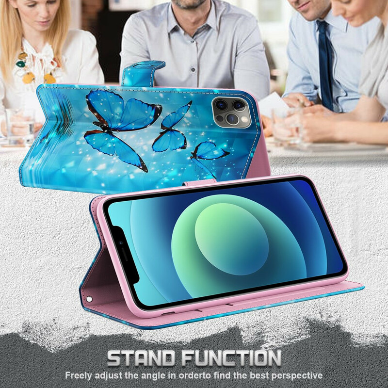 Housse Samsung Galaxy A12 Papillons Bleus Volants