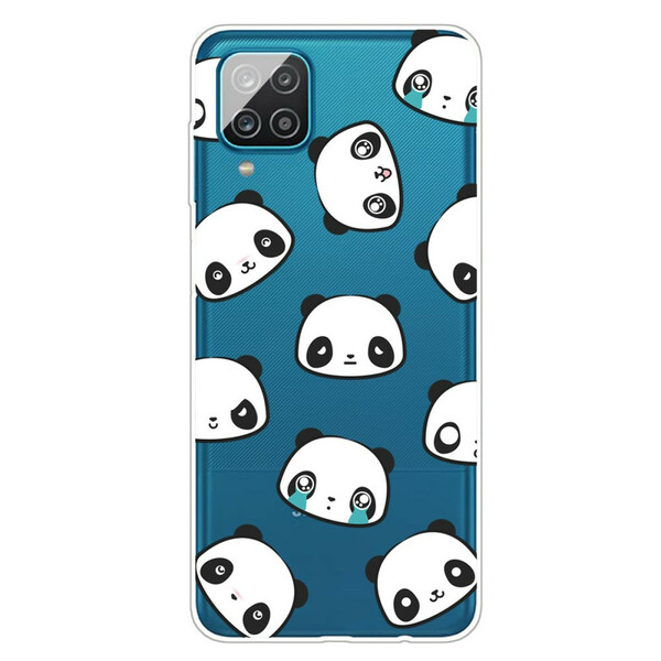 Coque Samsung Galaxy A12 Transparente Pandas Sentimentaux