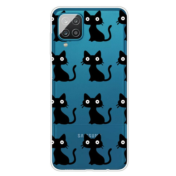 Coque Samsung Galaxy A12 Multiples Chats Noirs